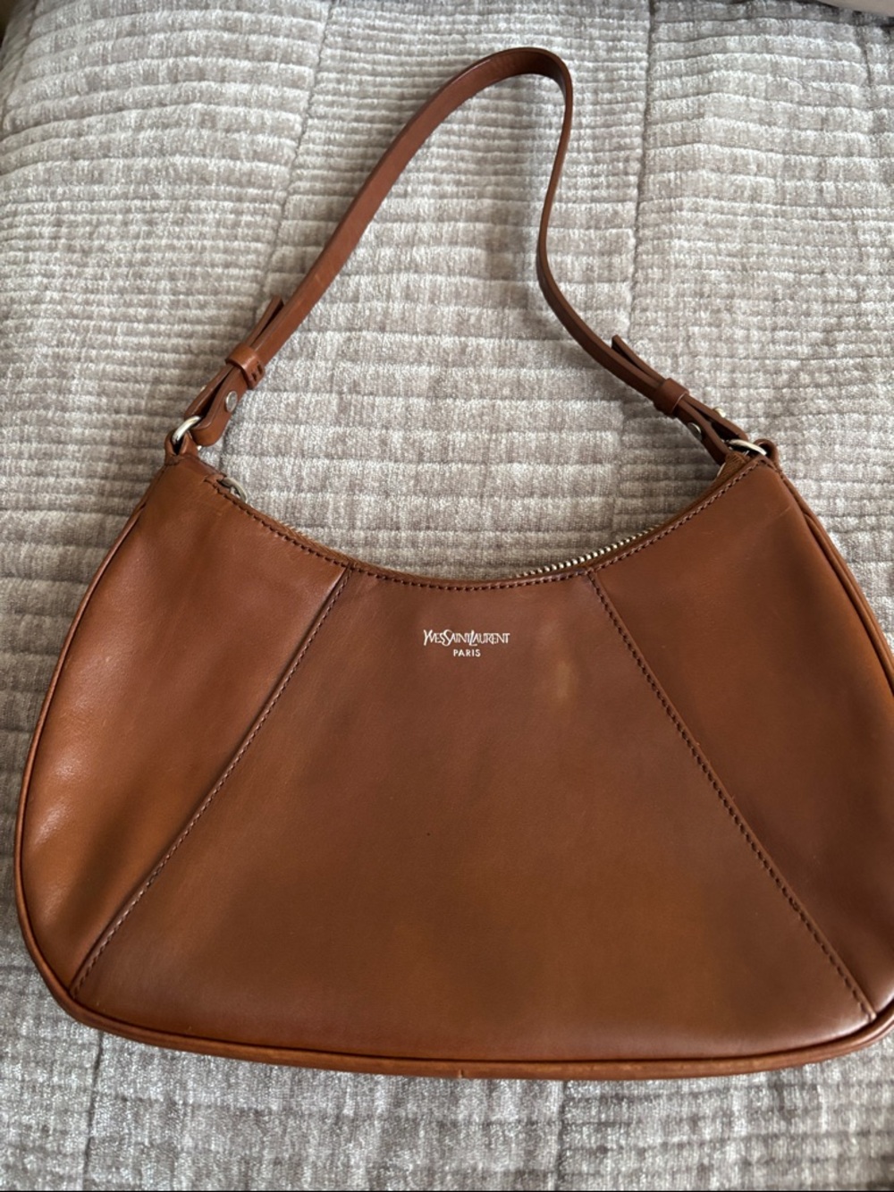 Yves Saint Laurent Tan Leather Crescent Shoulder Bag